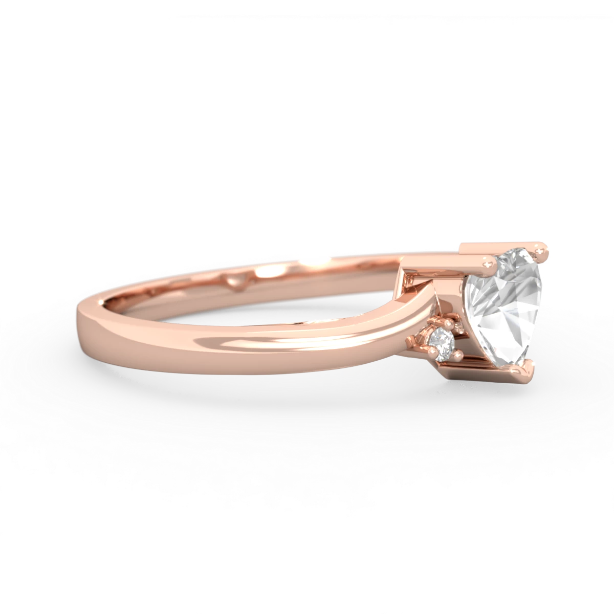 White Topaz Delicate Heart 14K Rose Gold ring R0203