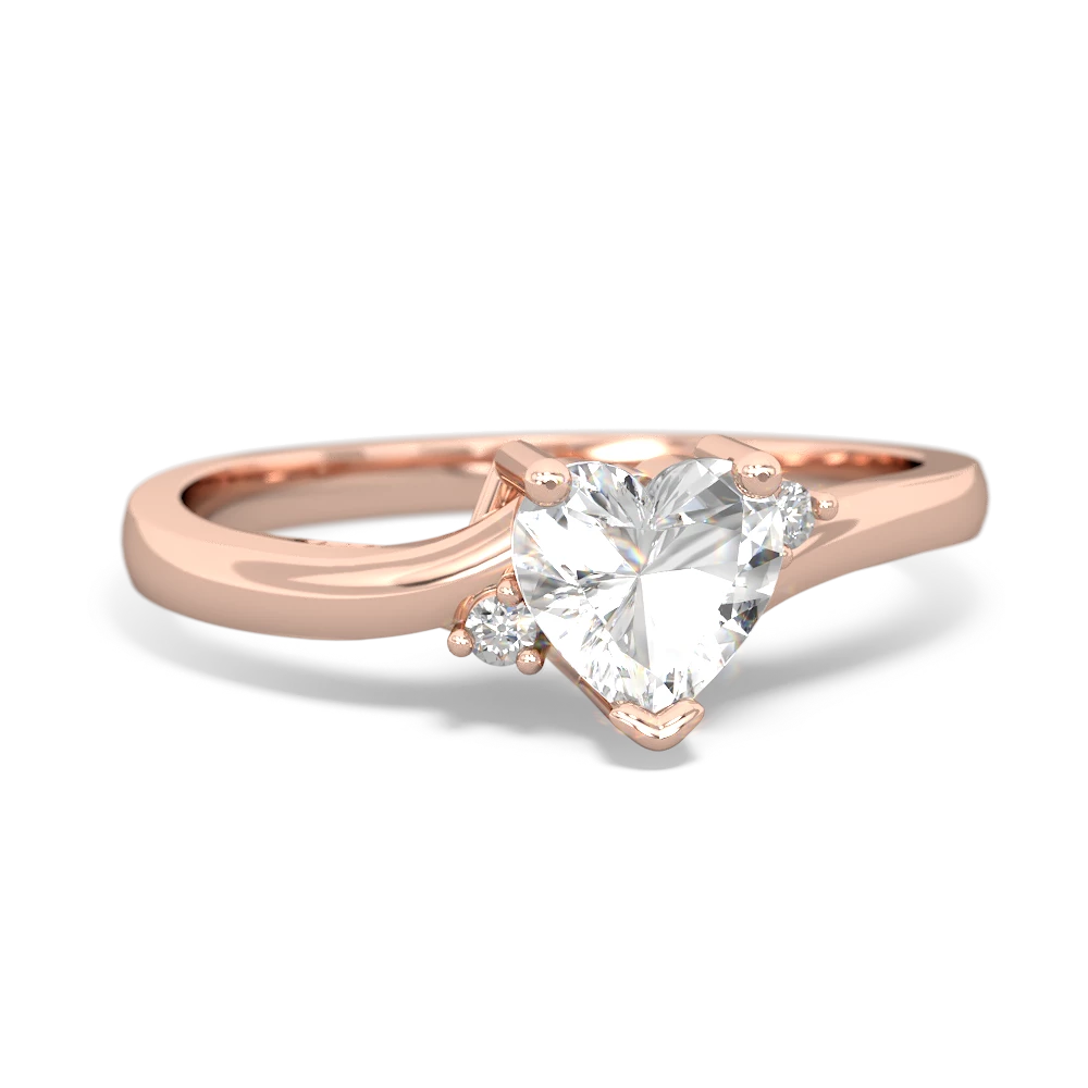 White Topaz Delicate Heart 14K Rose Gold ring R0203