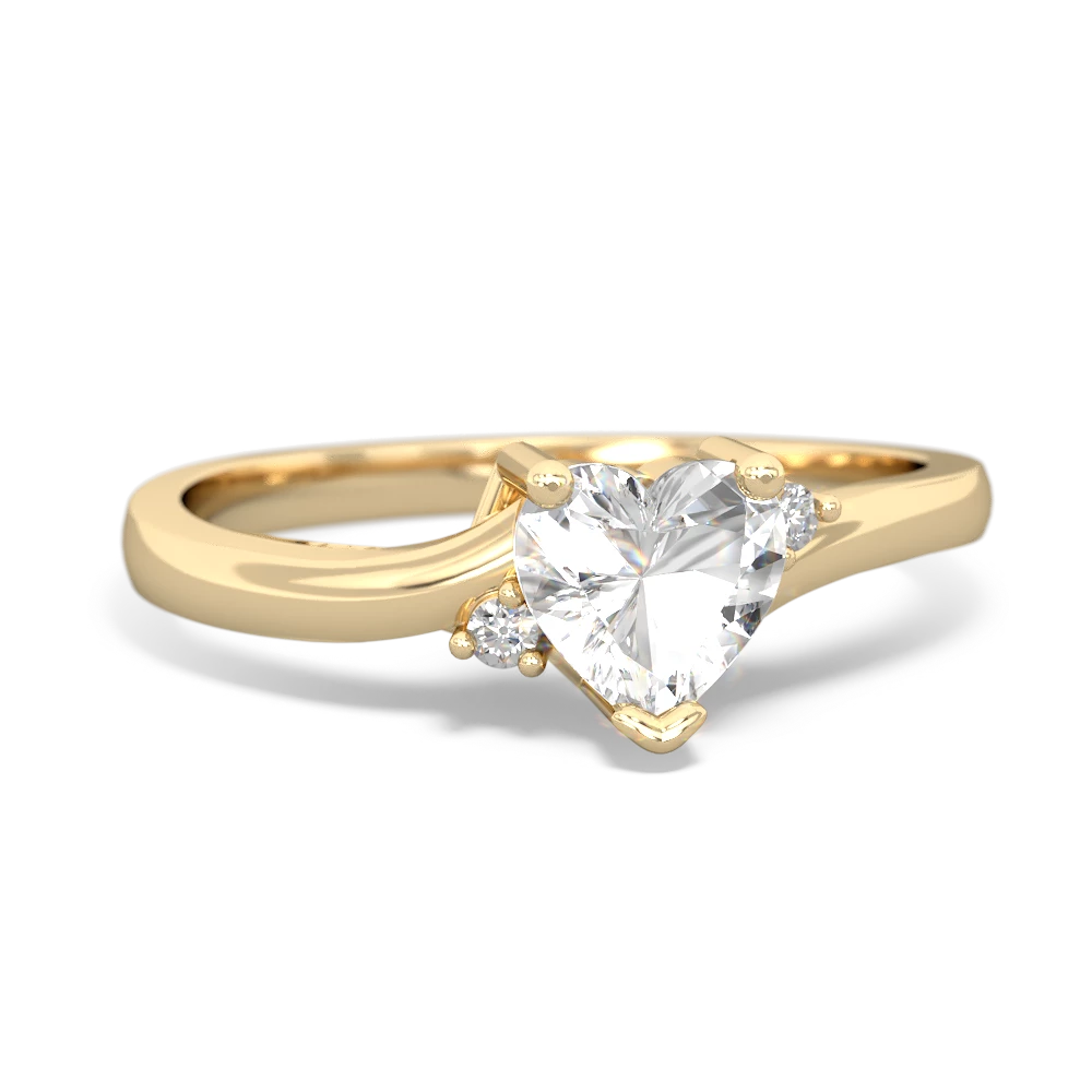 White Topaz Delicate Heart 14K Yellow Gold ring R0203