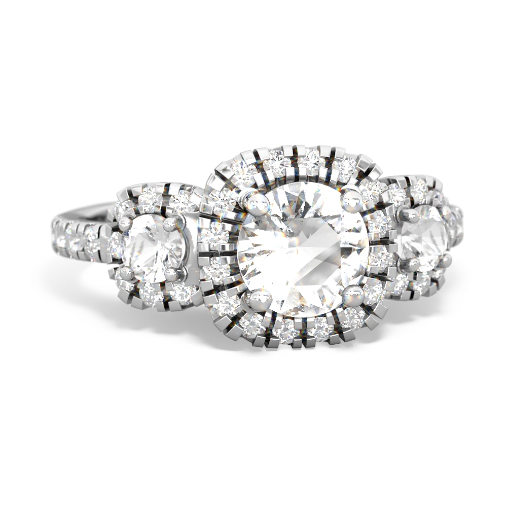 White Topaz Regal Halo 14K White Gold ring R5350