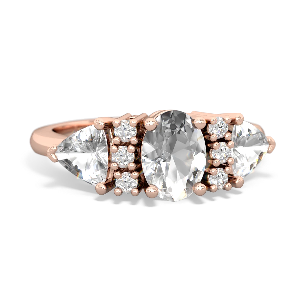 White Topaz Antique Style Three Stone 14K Rose Gold ring R2186