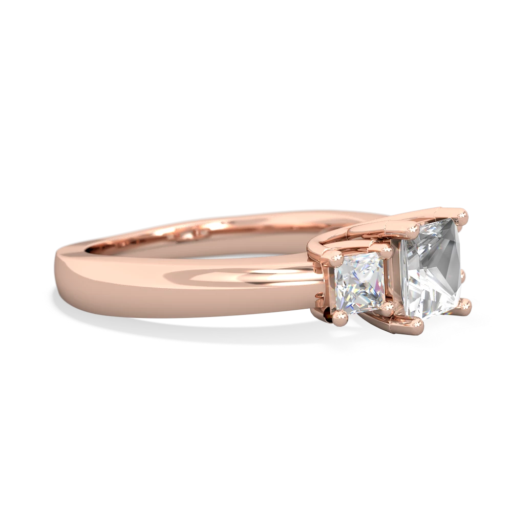 White Topaz Three Stone Trellis 14K Rose Gold ring R4015