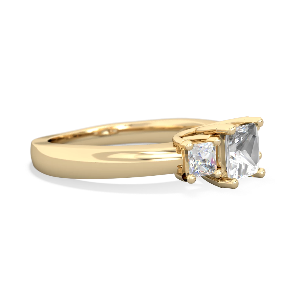 White Topaz Three Stone Trellis 14K Yellow Gold ring R4015