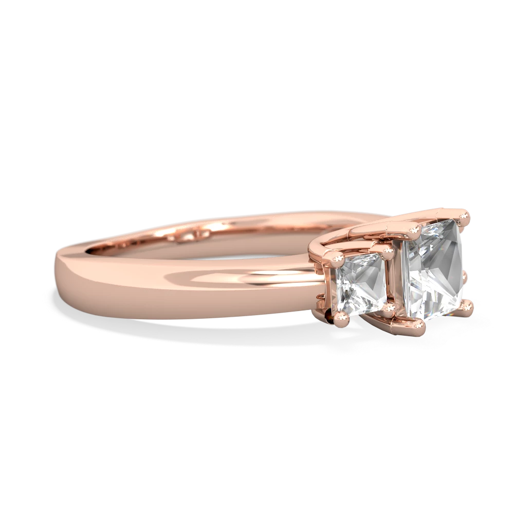 White Topaz Three Stone Trellis 14K Rose Gold ring R4015