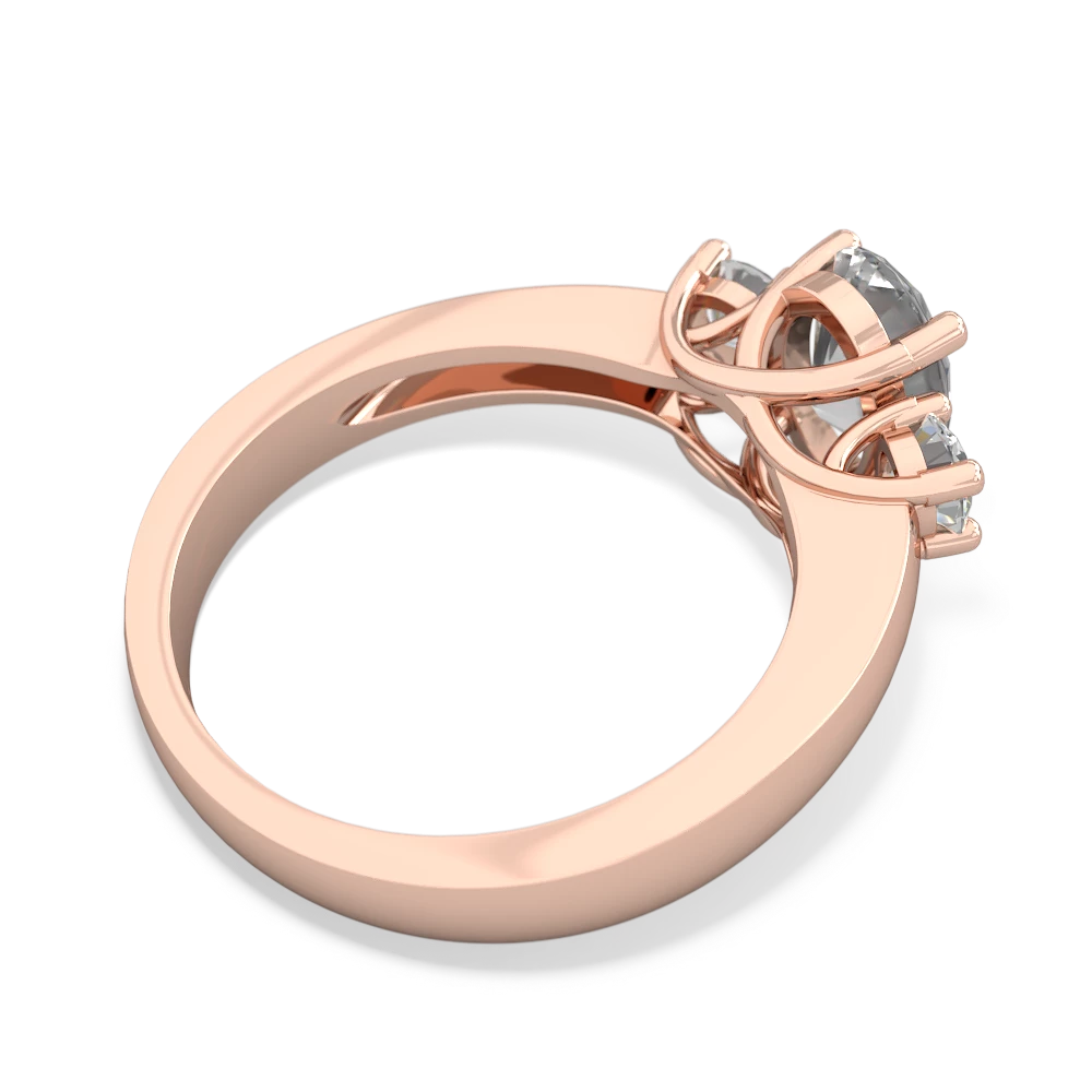 White Topaz Diamond Three Stone Oval Trellis 14K Rose Gold ring R4024