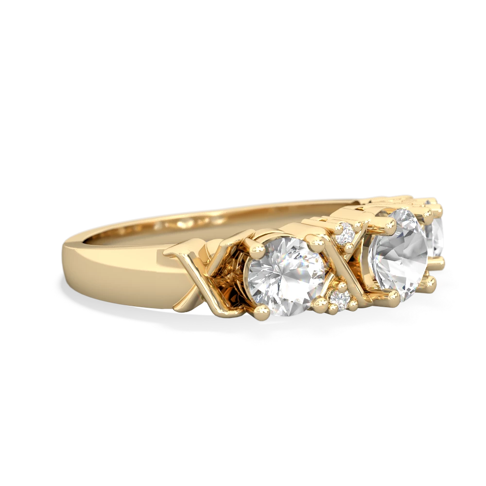 White Topaz Hugs And Kisses 14K Yellow Gold ring R5016