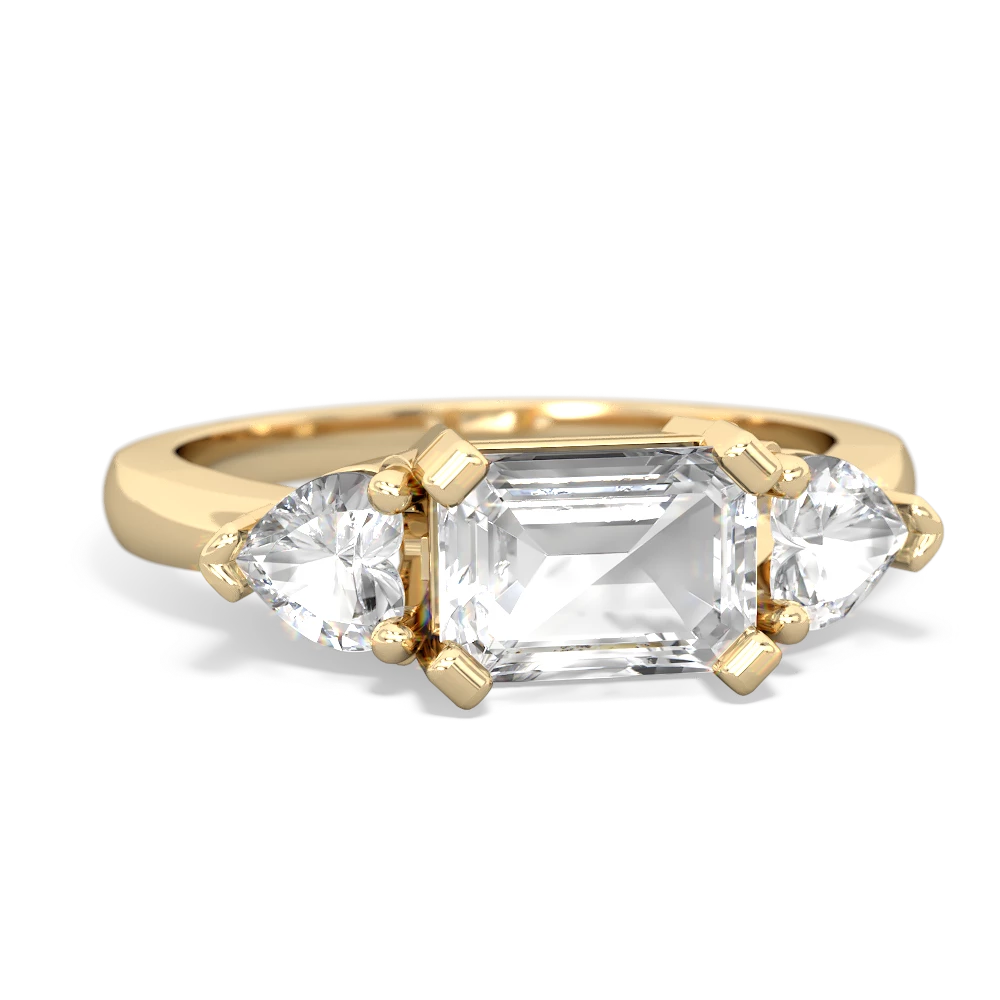 White Topaz Three Stone 14K Yellow Gold ring R5235