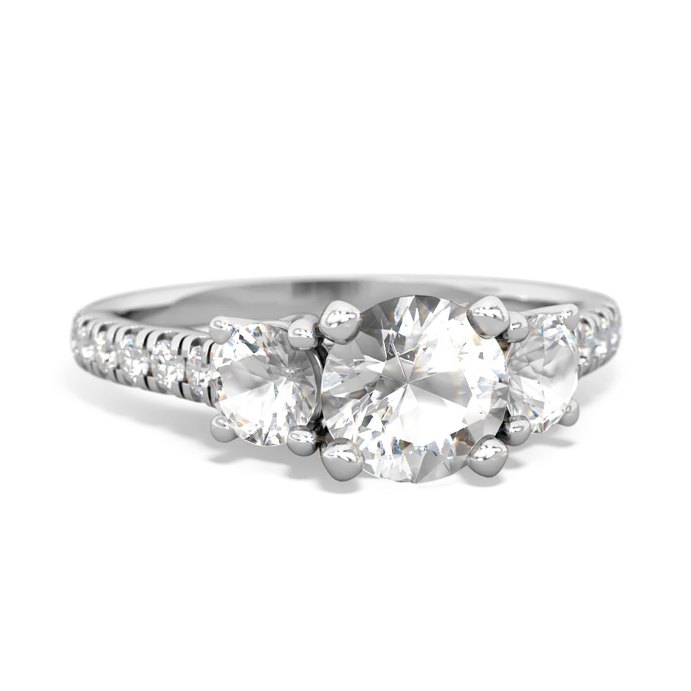 White Topaz Pave Trellis 14K White Gold ring R5500