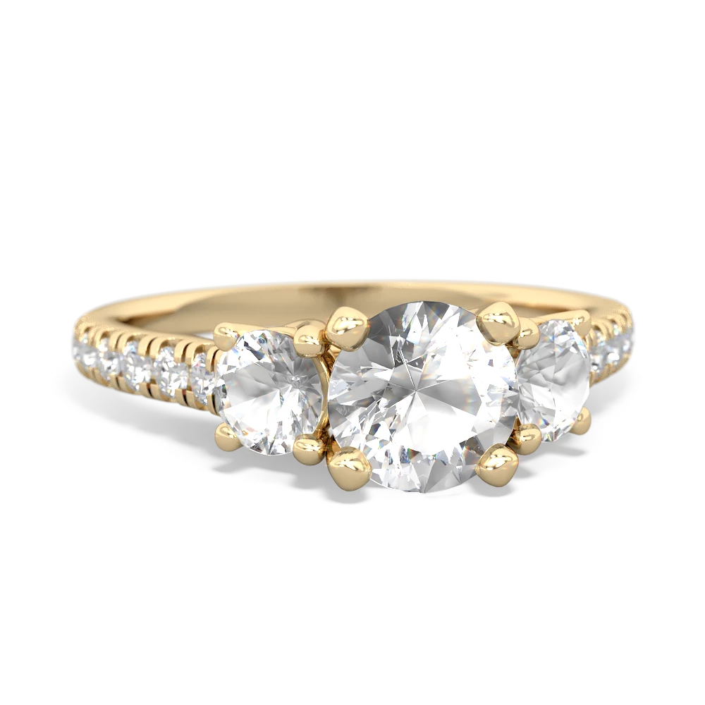 White Topaz Pave Trellis 14K Yellow Gold ring R5500