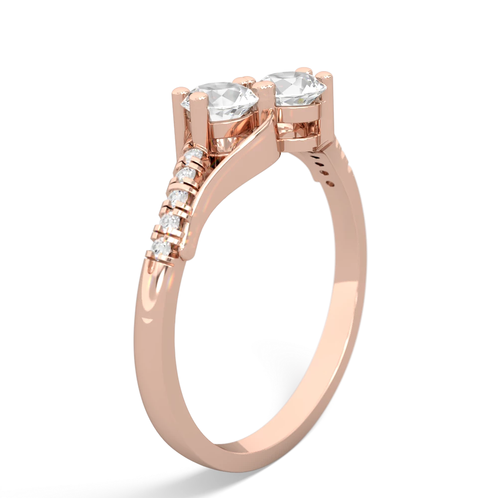 White Topaz Infinity Pave Two Stone 14K Rose Gold ring R5285