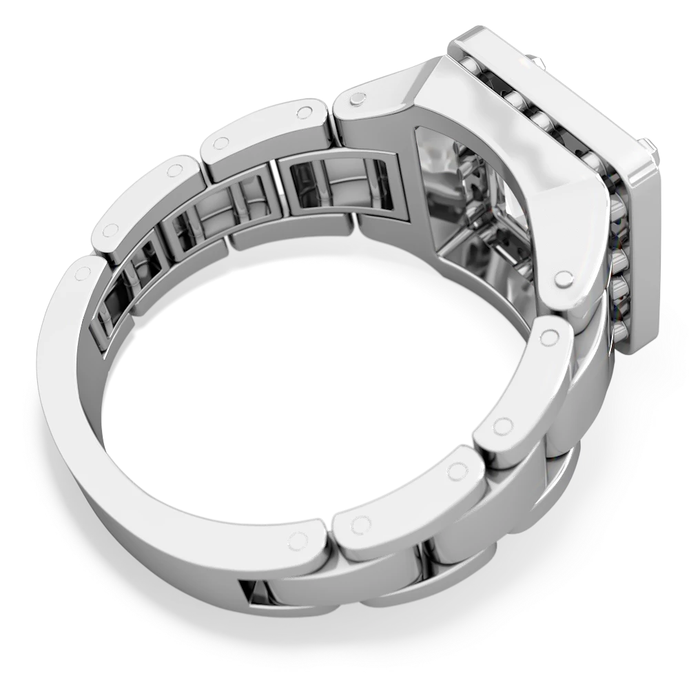 White Topaz Men's Watch 14K White Gold ring R0510