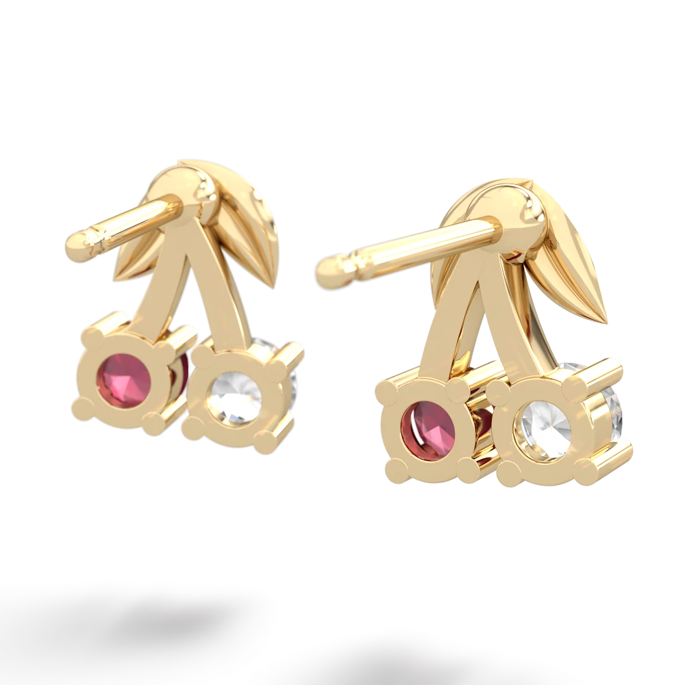 White Topaz Sweet Cherries 14K Yellow Gold earrings E7001