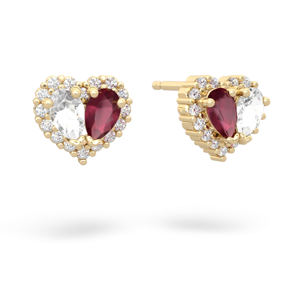 White Topaz Halo 14K Yellow Gold earrings E7008