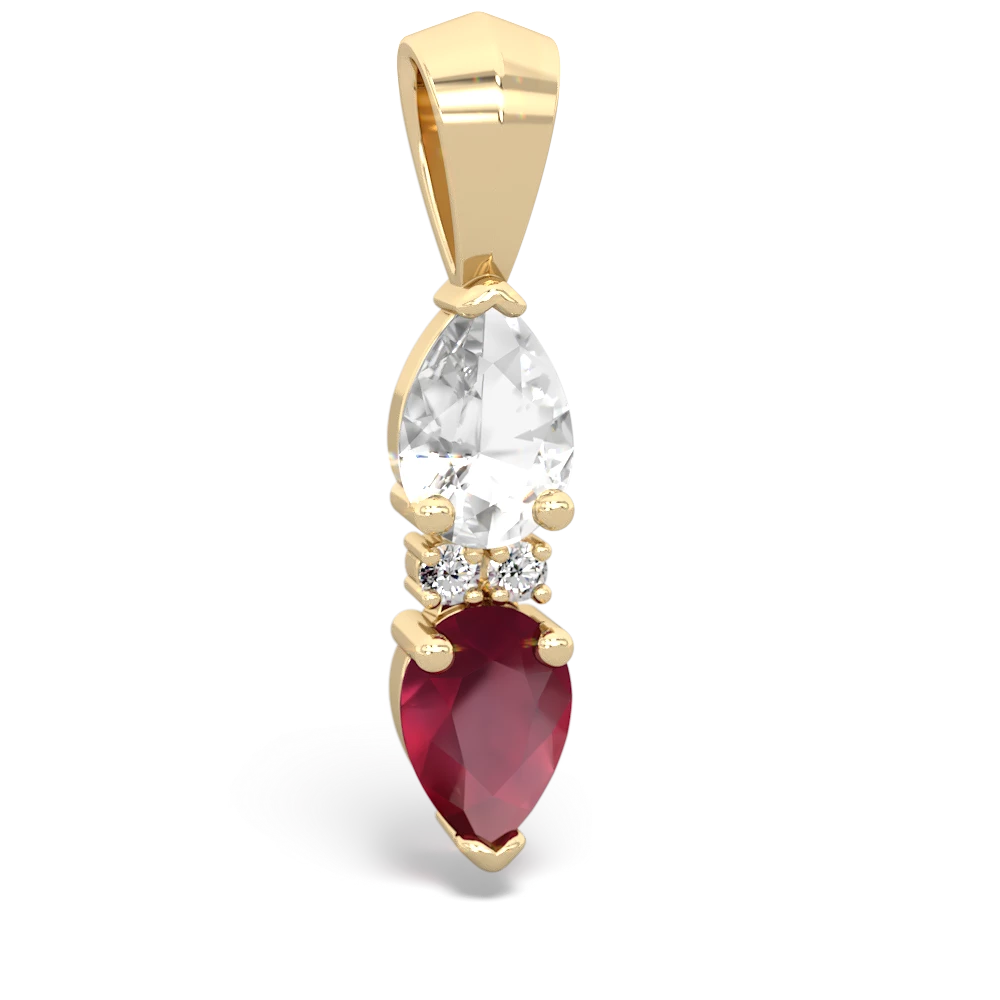 White Topaz Bowtie Drop 14K Yellow Gold pendant P0865