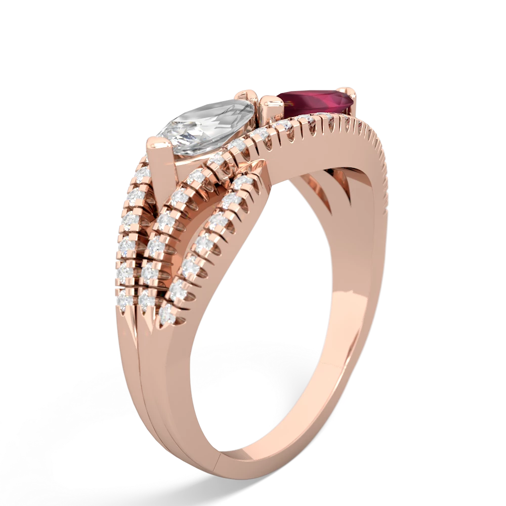 White Topaz Diamond Rivers 14K Rose Gold ring R3070