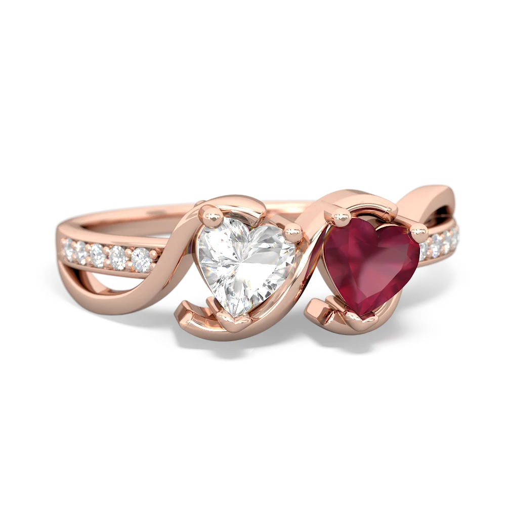 White Topaz Side By Side 14K Rose Gold ring R3090