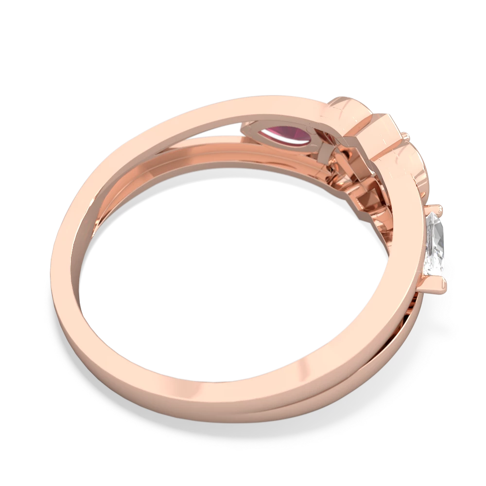 White Topaz Hearts Intertwined 14K Rose Gold ring R5880