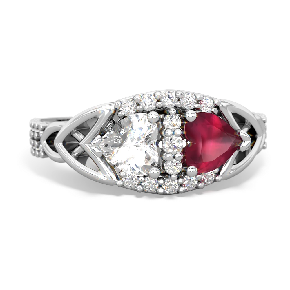 White Topaz Sparkling Celtic Knot 14K White Gold ring R2645