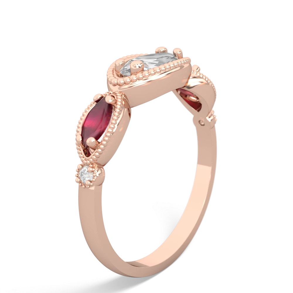 White Topaz Milgrain Marquise 14K Rose Gold ring R5700