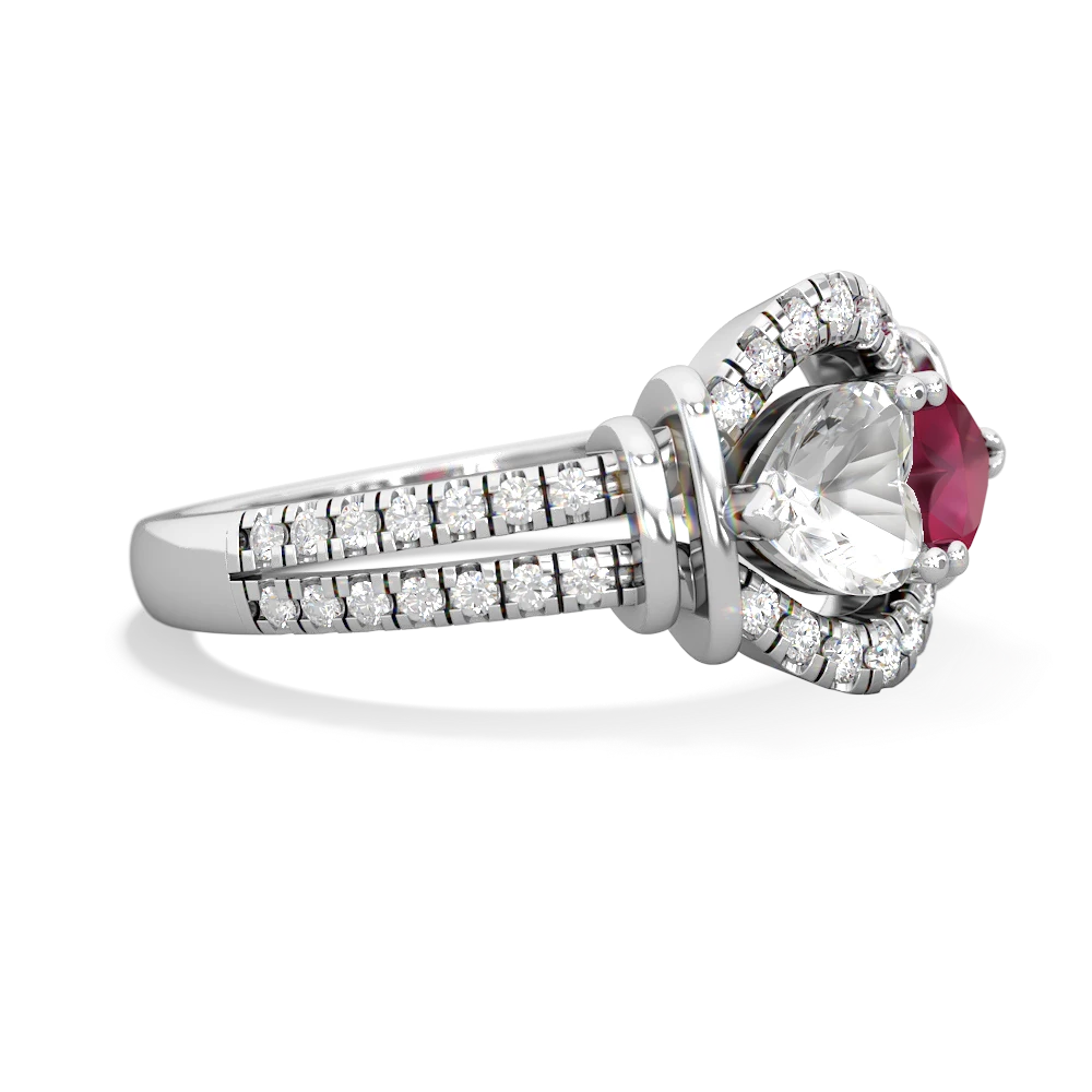 White Topaz Art-Deco Keepsake 14K White Gold ring R5630