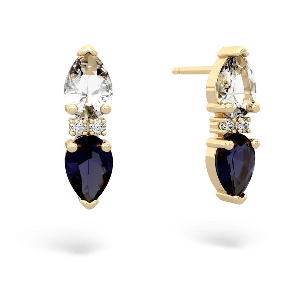 White Topaz Bowtie Drop 14K Yellow Gold earrings E0865