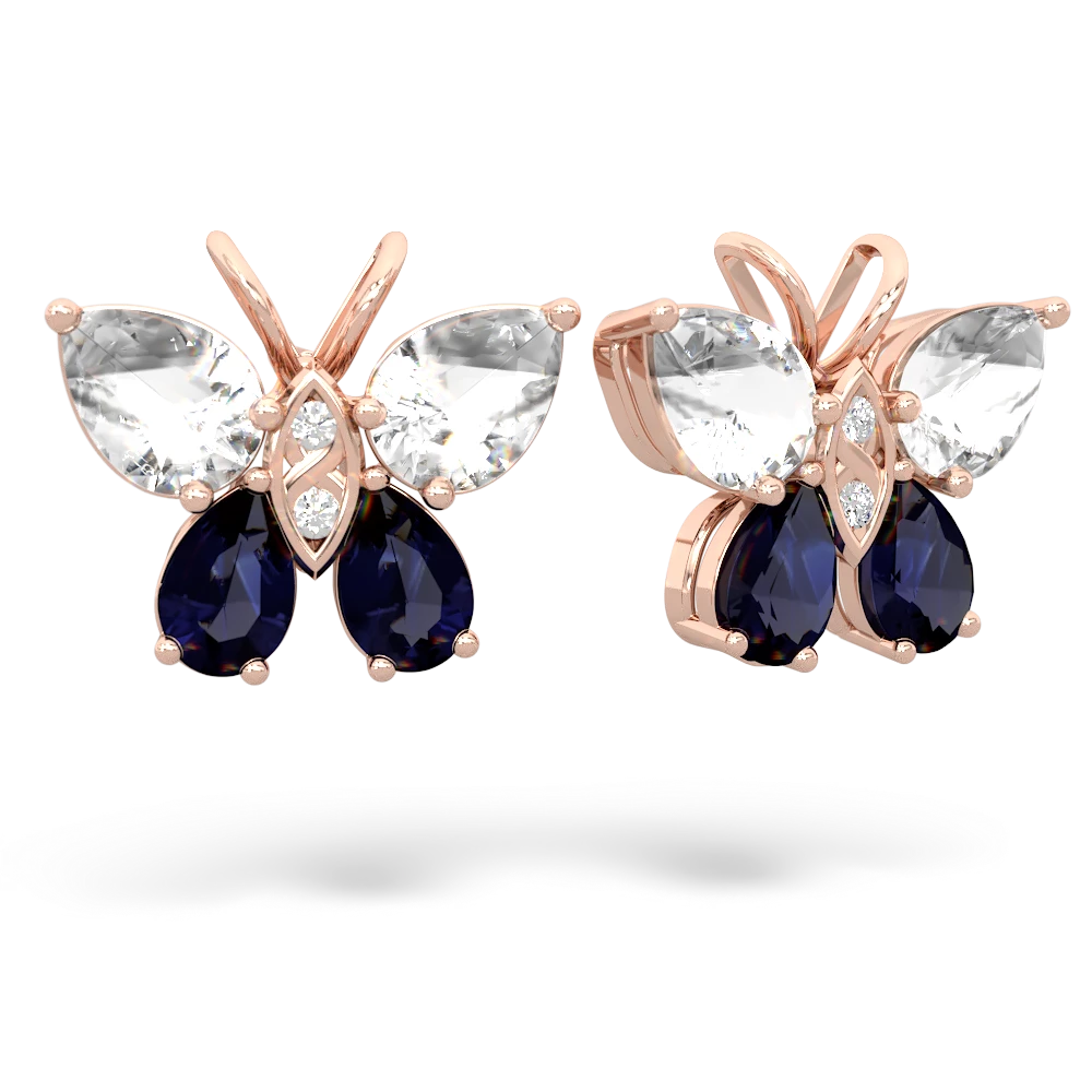 White Topaz Butterfly 14K Rose Gold earrings E2215