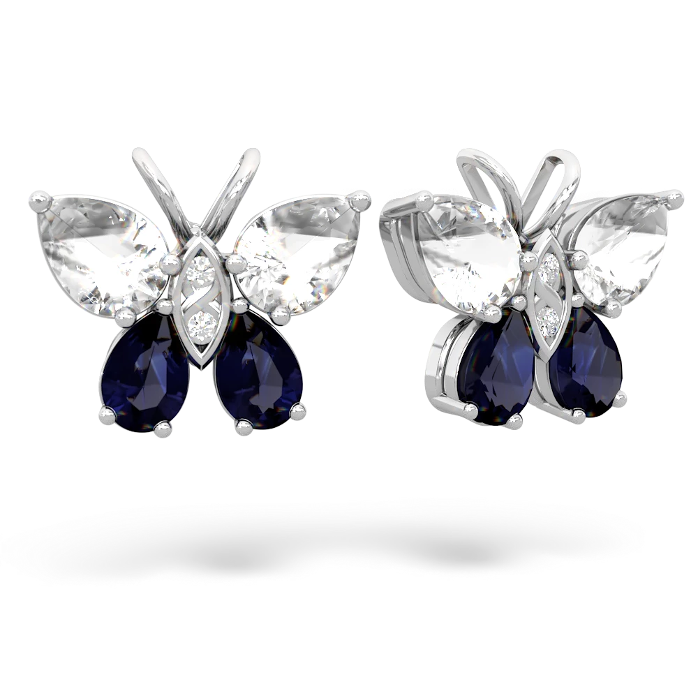 White Topaz Butterfly 14K White Gold earrings E2215