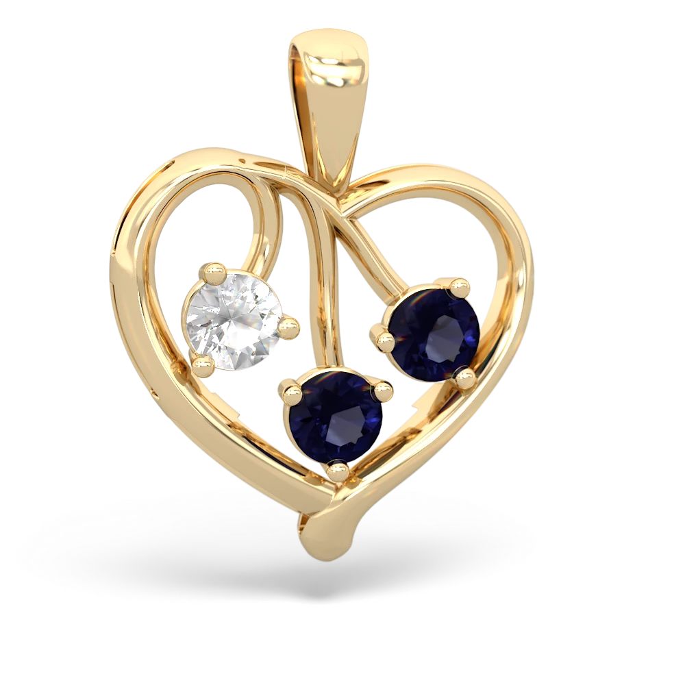 White Topaz Glowing Heart 14K Yellow Gold pendant P2233