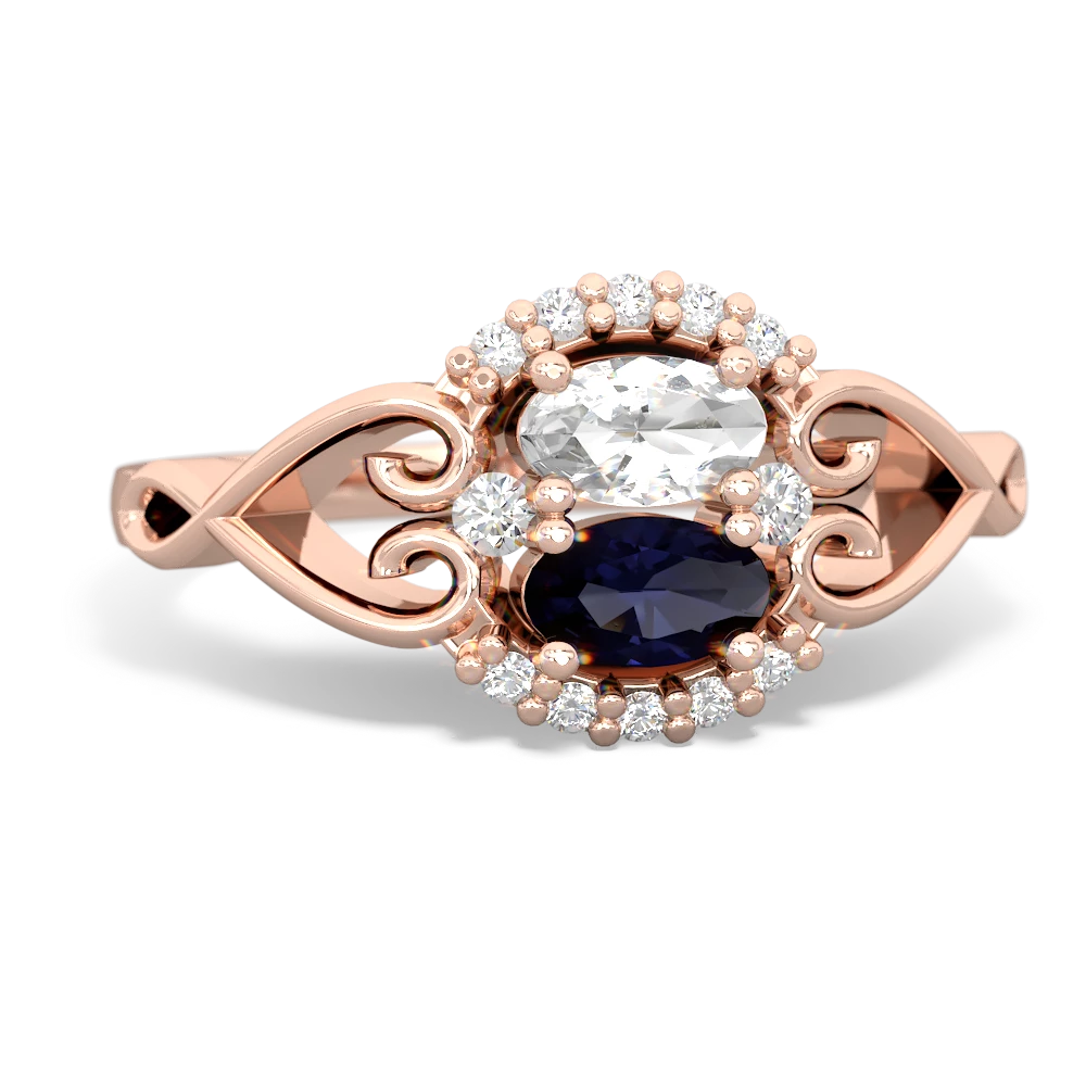 White Topaz Love Nest 14K Rose Gold ring R5860