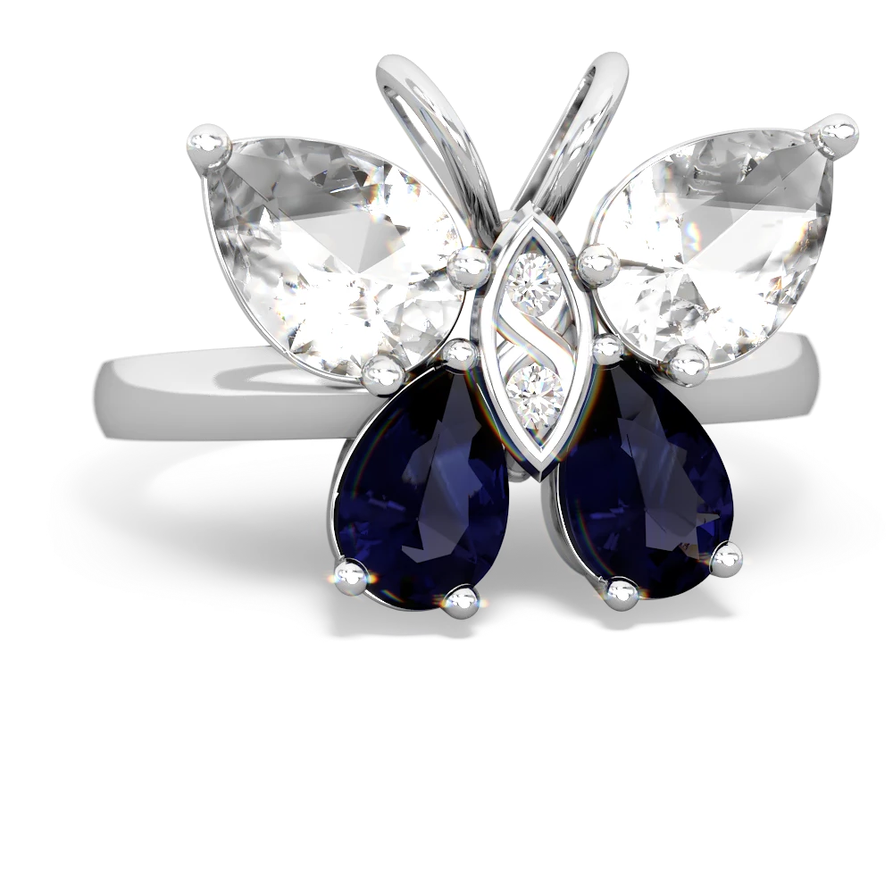 White Topaz Butterfly 14K White Gold ring R2215