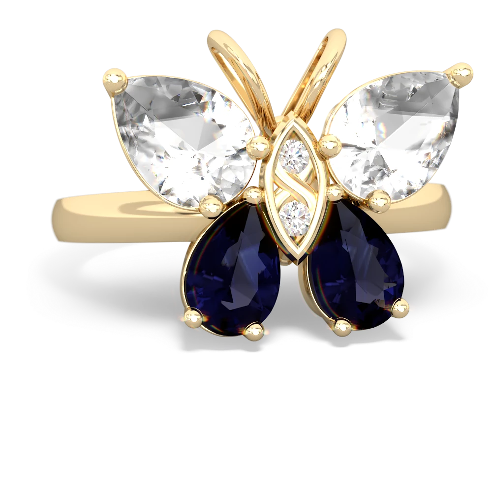 White Topaz Butterfly 14K Yellow Gold ring R2215