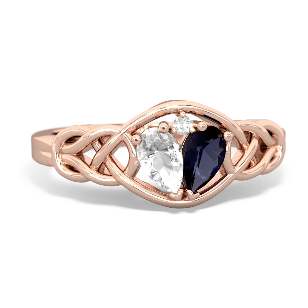 White Topaz Celtic Love Knot 14K Rose Gold ring R5420