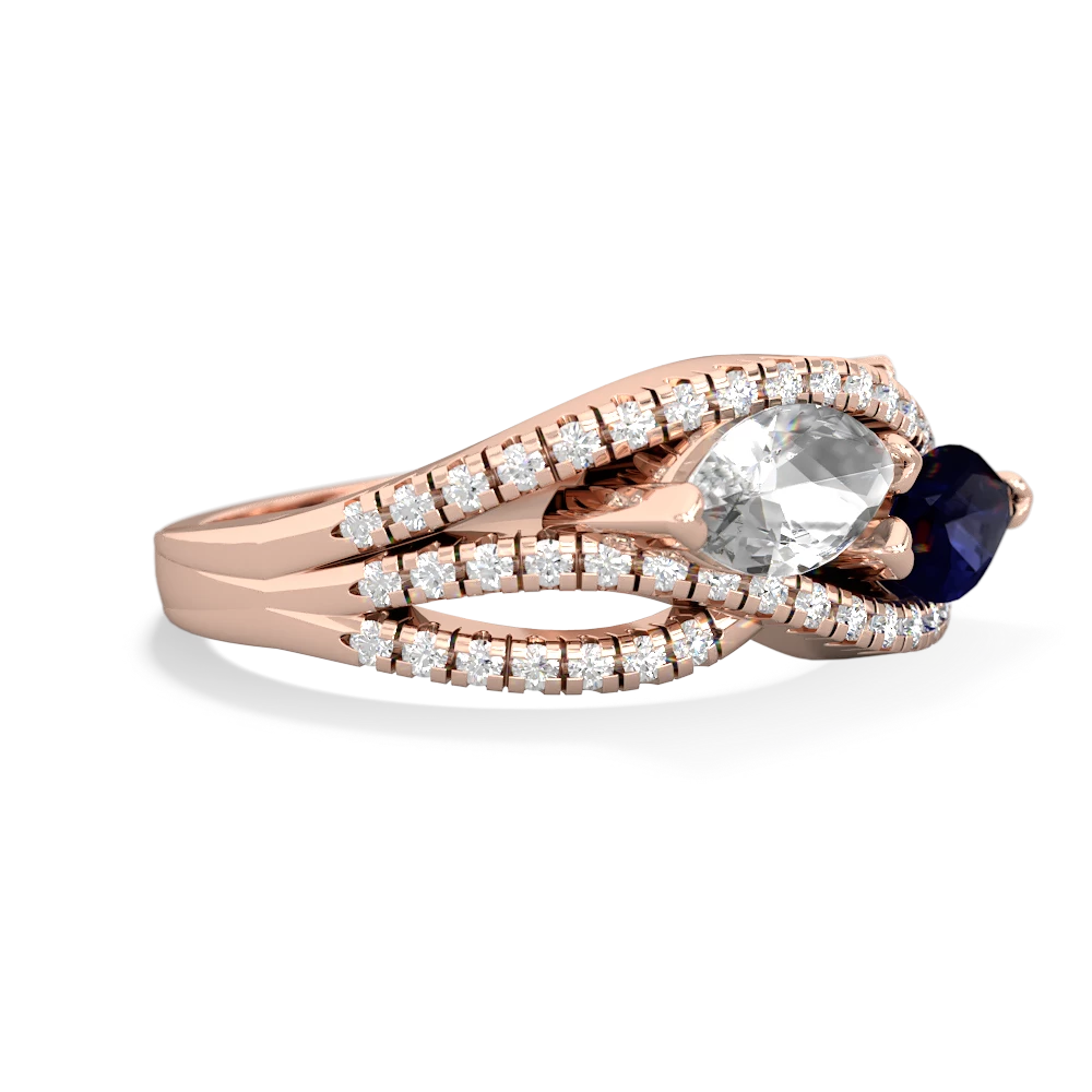 White Topaz Diamond Rivers 14K Rose Gold ring R3070