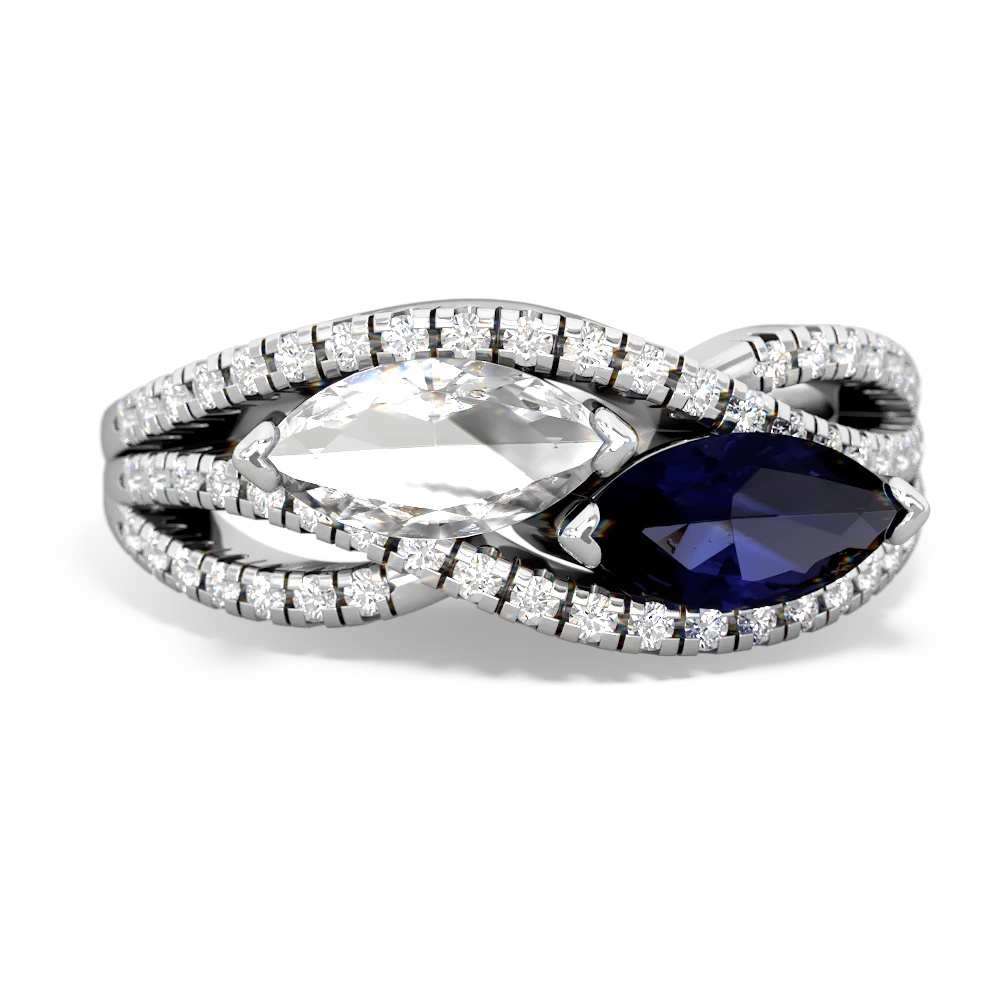 White Topaz Diamond Rivers 14K White Gold ring R3070