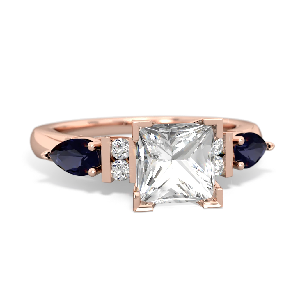 White Topaz 6Mm Princess Eternal Embrace Engagement 14K Rose Gold ring C2002