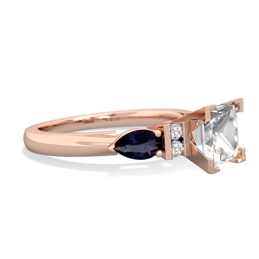 White Topaz 6Mm Princess Eternal Embrace Engagement 14K Rose Gold ring C2002