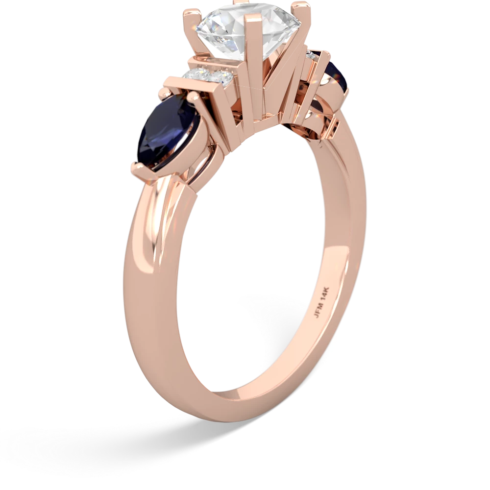 White Topaz 6Mm Round Eternal Embrace Engagement 14K Rose Gold ring R2005