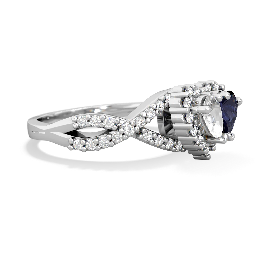 White Topaz Diamond Twist 'One Heart' 14K White Gold ring R2640HRT