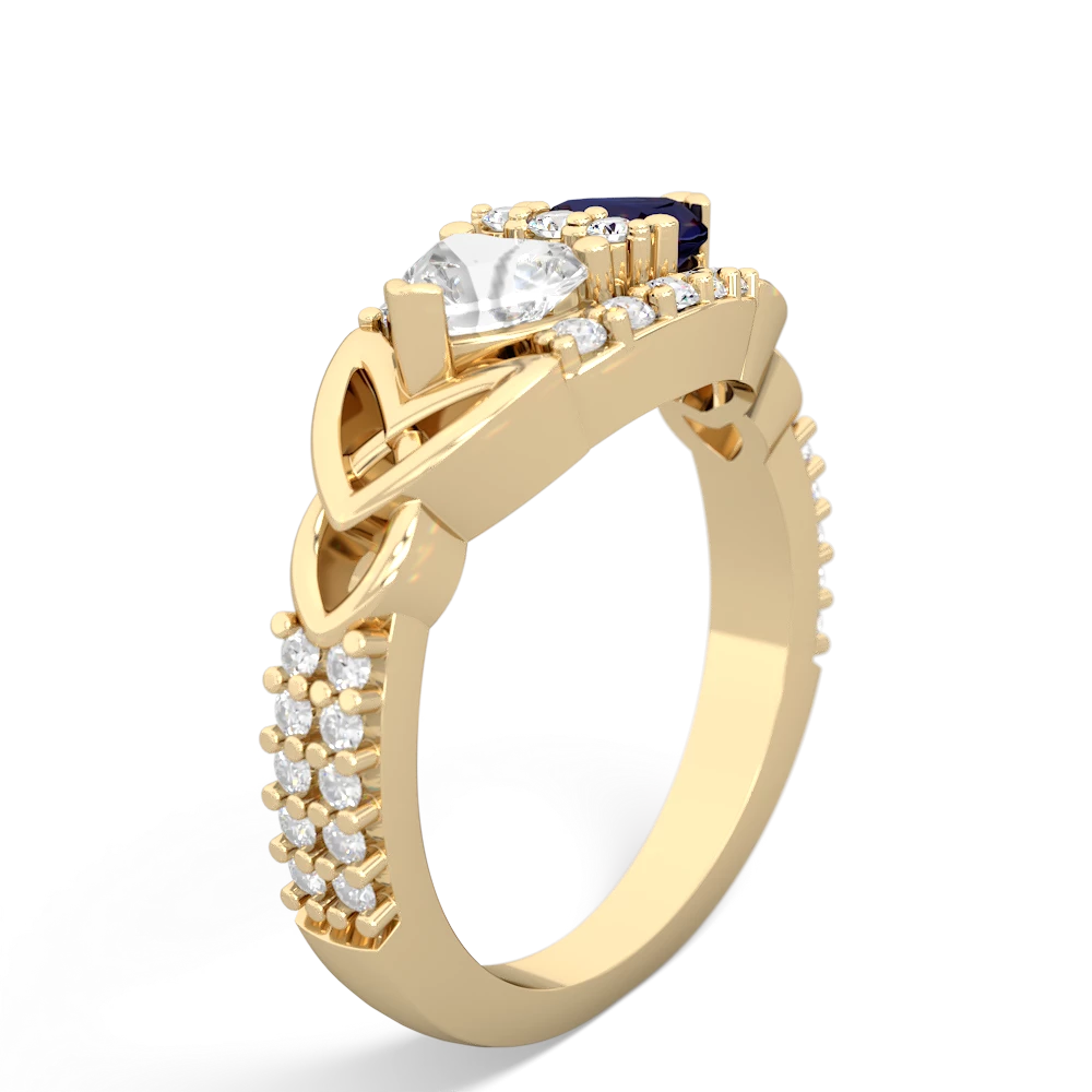 White Topaz Sparkling Celtic Knot 14K Yellow Gold ring R2645