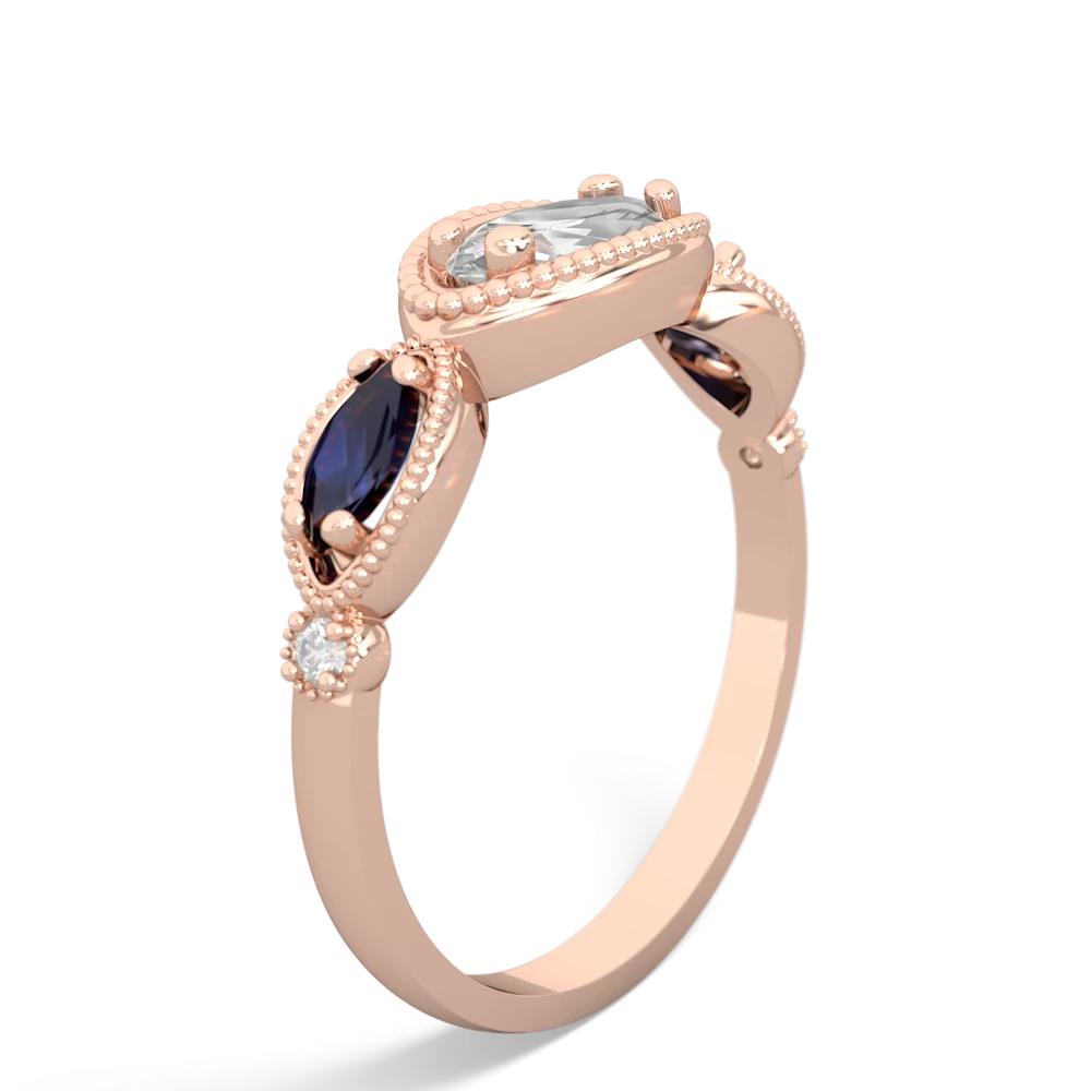 White Topaz Milgrain Marquise 14K Rose Gold ring R5700