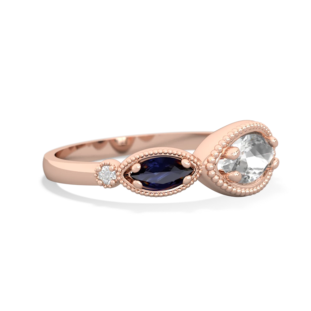 White Topaz Milgrain Marquise 14K Rose Gold ring R5700