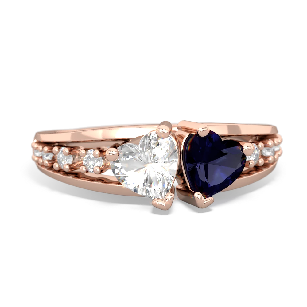 White Topaz Heart To Heart 14K Rose Gold ring R3342