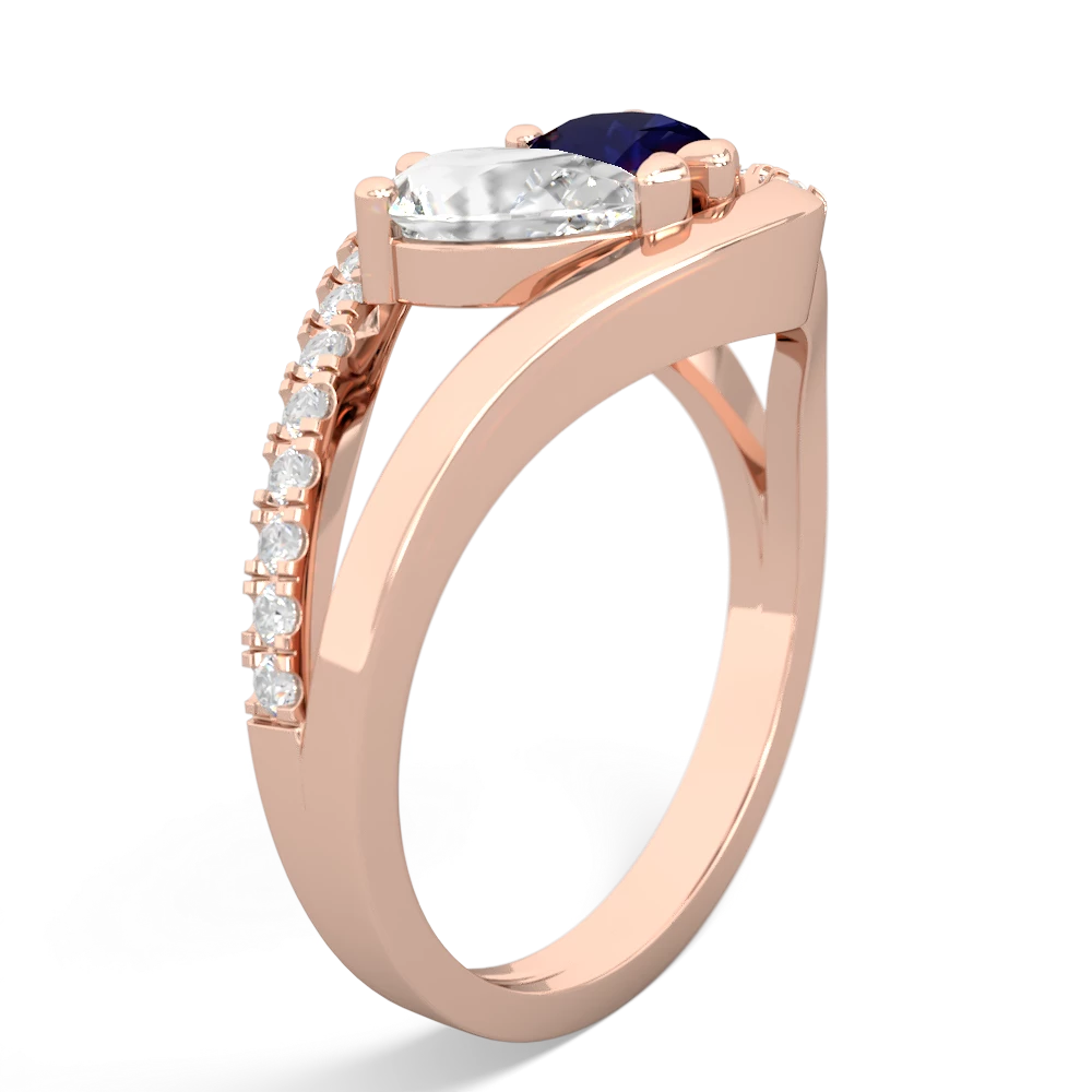 White Topaz Nestled Heart Keepsake 14K Rose Gold ring R5650