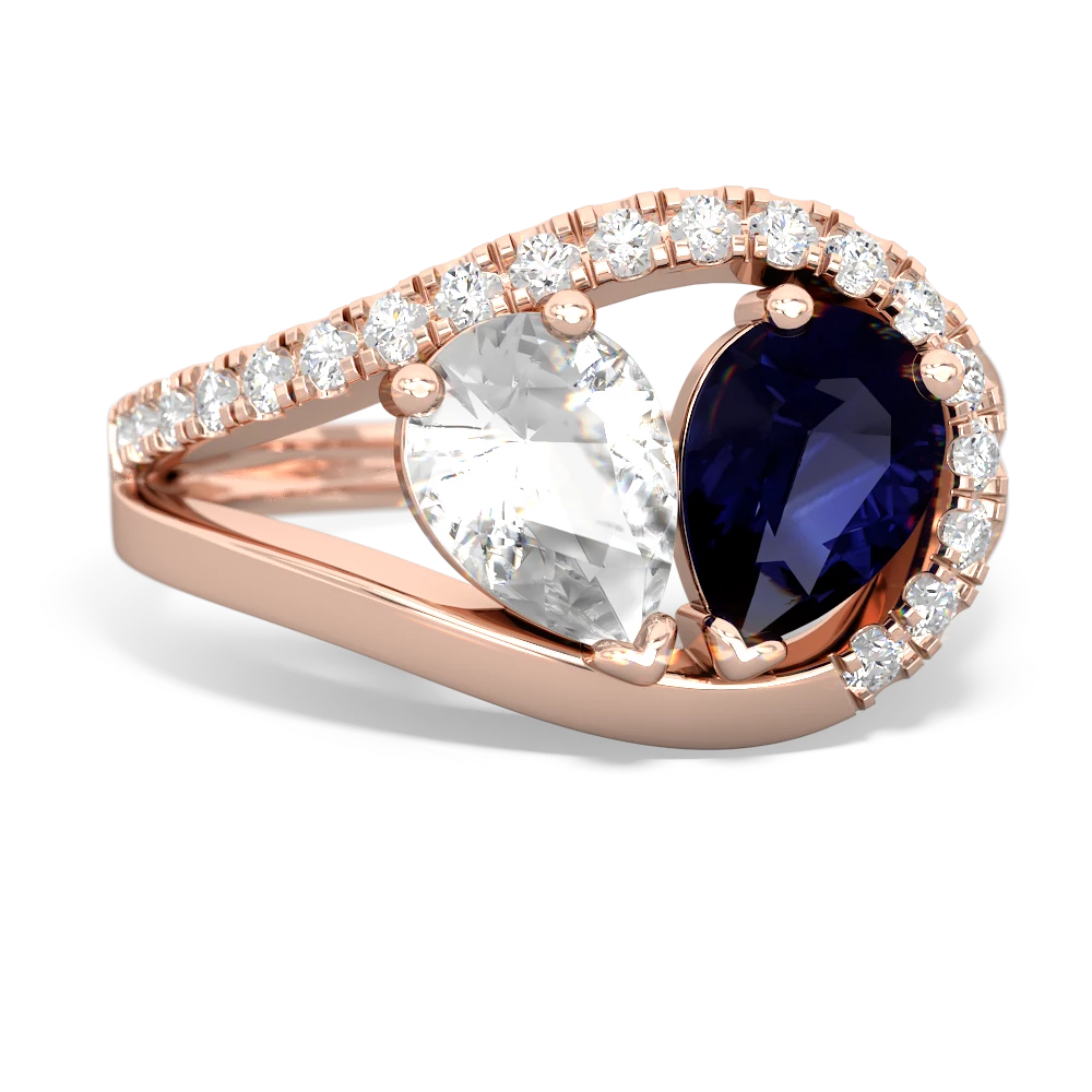 White Topaz Nestled Heart Keepsake 14K Rose Gold ring R5650