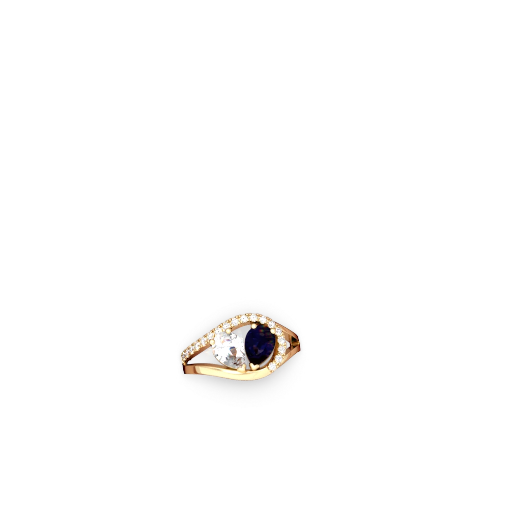 White Topaz Nestled Heart Keepsake 14K Yellow Gold ring R5650