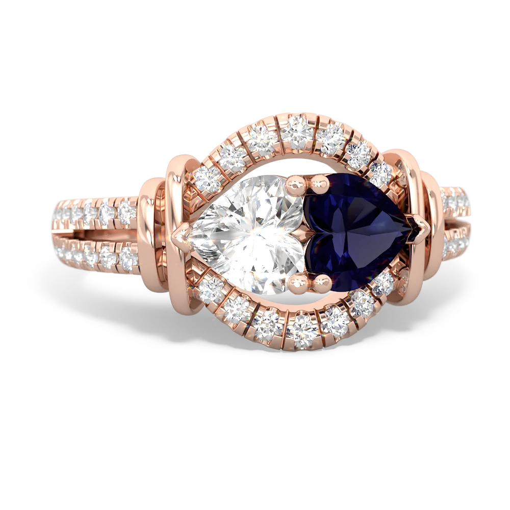 White Topaz Art-Deco Keepsake 14K Rose Gold ring R5630