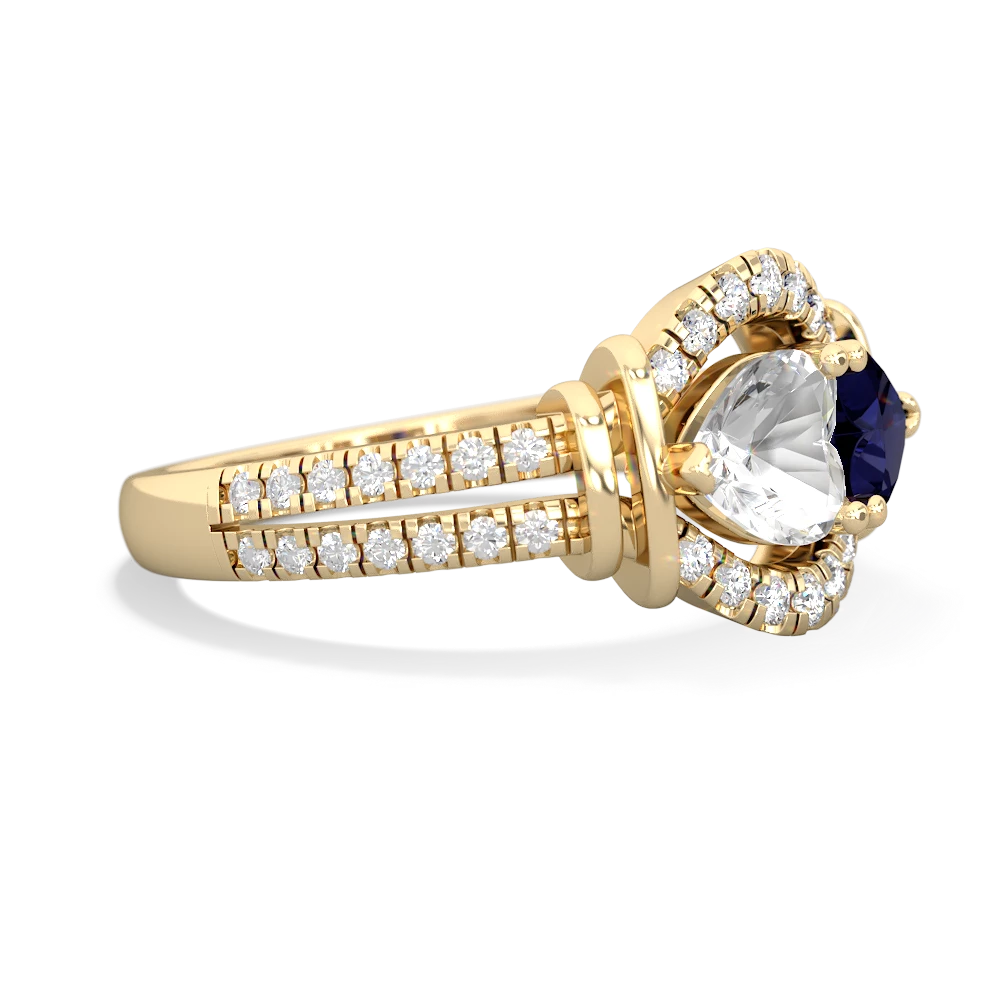 White Topaz Art-Deco Keepsake 14K Yellow Gold ring R5630