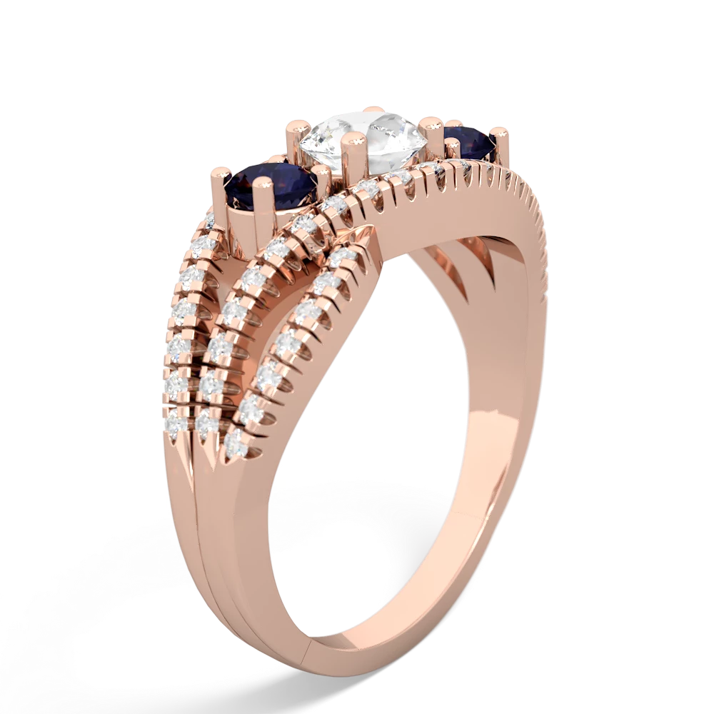 White Topaz Three Stone Aurora 14K Rose Gold ring R3080