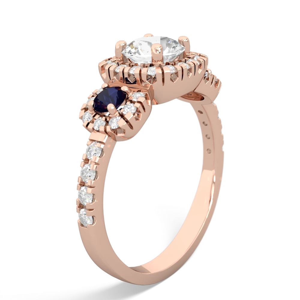 White Topaz Regal Halo 14K Rose Gold ring R5350