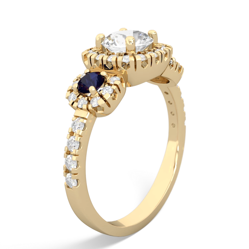 White Topaz Regal Halo 14K Yellow Gold ring R5350